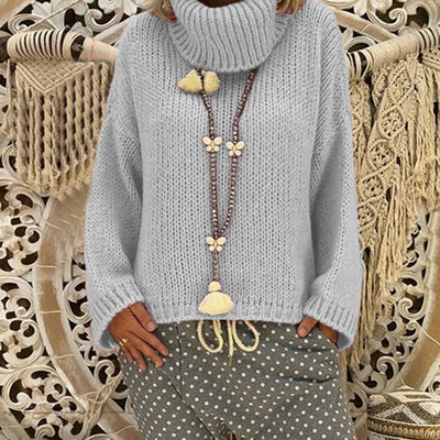 

Womens Knitted Solid Pullover Loose Long Sleeve Sweater Winter Warm Casual Tops