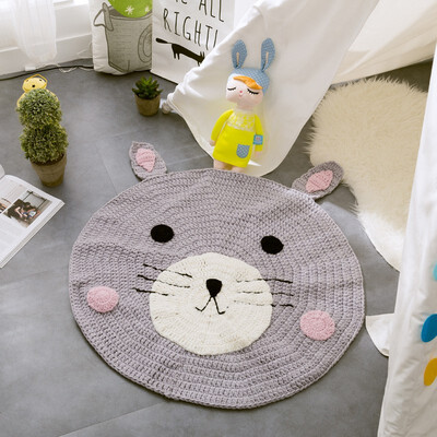 

Handmade Animal Cartoon Mats Childrens Mats Knitted Wool Blankets Diameter 80cm Rug