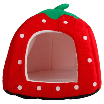 

Ktaxon Soft Cotton Cute Strawberry Style Multi-purpose Pets Dog Cat House Nest Yurt Size  Red