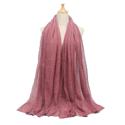 

Women Solid Pleated Scarf Hijabs Oversized Large Muslim Middle East Islam Long Scarves Shawls