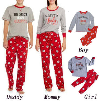 

Christmas Family Matching Pajamas PJs Set Xmas Santa Sleepwear Nightwear Casual