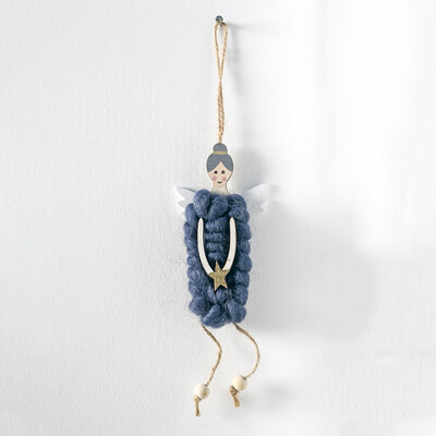 

Christmas Tree Ornament Wooden Wool Felt Christmas Angel Pendant Hanging Decor Kids Xmas Gift