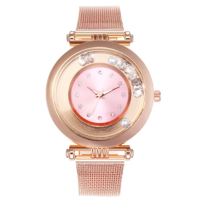 

Explosion models luxury womens watch alloy mesh with rhinestone quicksand quartz watch with the same paragraph