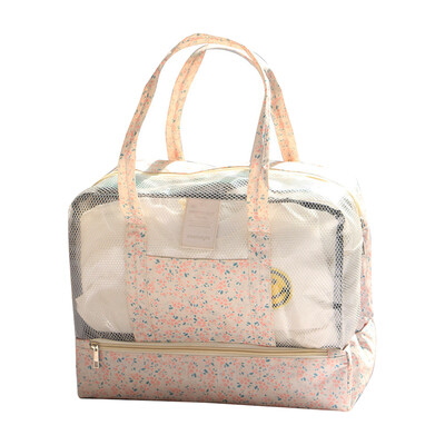 

Travel Beach Tote Toiletry Bag Shoulder Handbag with Separate Shoe Compartment