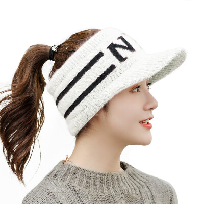 

2019 new Korean ladies winter knitted baseball cap letters outdoor travel warm winter wool cap