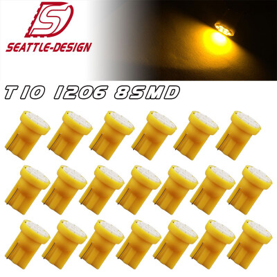 

20X Amber Yellow T10 LED Dome Map Door Interior Light Bulbs W5W 192 168 194 2825