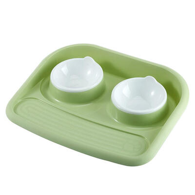 

Pet Double Bowls Dog Cat Feeder Non-Slip Food Feeding Water Drinking Bowl