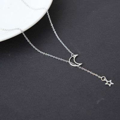 

Fashion Moon Star Pendant Choker Necklace For Women Gold Color Long Chain Elegant Charm Collares Necklace Jewelry Party Gift