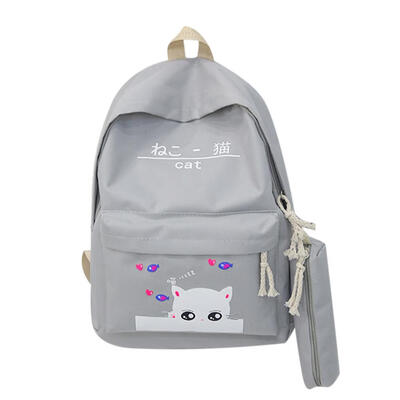 

2pcsset Cat Letter Print Girls Backpacks Pen Bags Women Travel School Bags