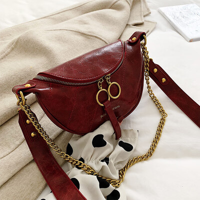 

New retro small bag women in autumn&winter2019 new style Korean style oblique simple chain simple chain single-shoulder b