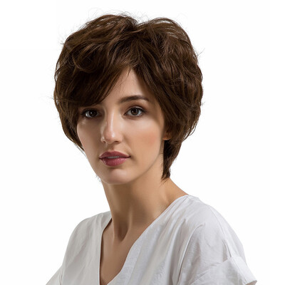 

Gobestart Natural Women Short Texture Hair Wigs Slight Wave Human Hair Female Wigs