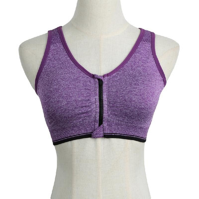 

New Fashion Women Sports Bra Push Up Zipper Wireless Padding Fitness Stretch Breathable Yoga Gym Underwear Vest