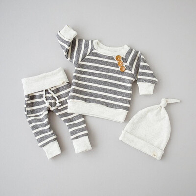 

3pcs Newborn Infant Baby Kids Top T shirtPantsHat Outfit Boy Girl Clothing
