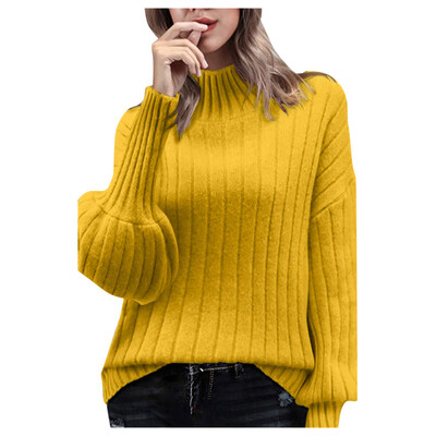 

〖Follure〗Womens High Collar Puff Sleeve Loose Pullover Sweater Knit Jumper Tops