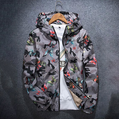 

Mens Printed Plus Size Jacket Tops Casual Zipper Long Sleeve Coats Hooded Tops