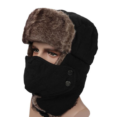 

Winter Trooper Hat Windproof Hiking Hunting Climbing Skating Trapper Hat Women Men Water Repellent Warm Hat with Mask Ear Flaps