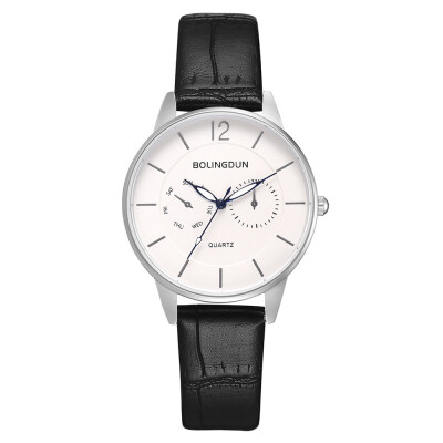 

Two eyes five-pin PU watch large dial business mens quartz watch casual big watch