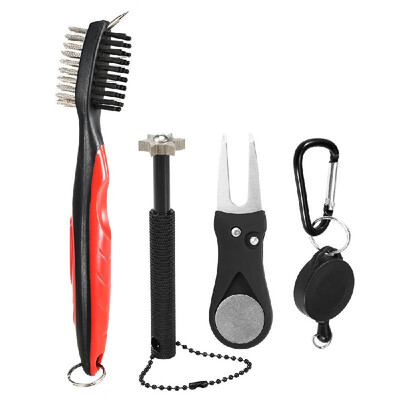 

3pcs Golf Club Cleaner Tool Set Golf Groove Sharpener Golf Club Brush Divot Repair Tool