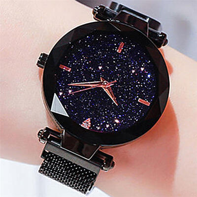 

Women Starry Sky Watch Fashion Magnet Buckle Mesh Band Roman Number Quartz Wristwatch Women Luxury Watches Zegarek Damski