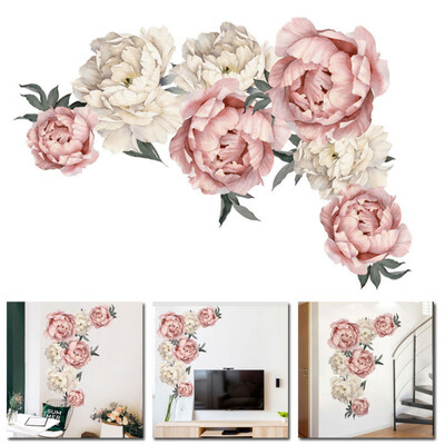 

Luxury Peony Rose Flower Wall Sticker Wallpaper Art Decals Detachable DIY Living Room Bedroom Wall Decor Stickers
