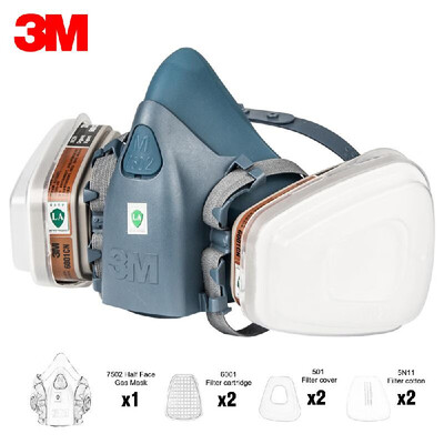 

3M 7502 Organic Vapor Safety Respirator Mask with Filters Respiratory Protection Gas Masks Paint Chemical Formaldehyde Anti Virus