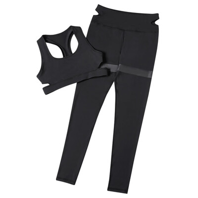 

Trendy Shoulder Strap Backless Crop Top with Long Pants Women Sports Suit