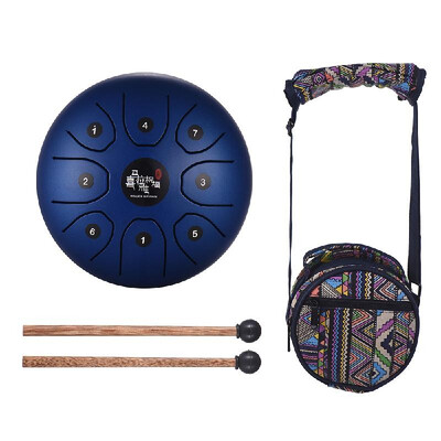 

55 Inch Mini 8-Tone Steel Tongue Drum C Key Percussion Instrument Hand Pan Drum with Drum Mallets Carry Bag