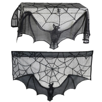 

Halloween Cobweb Bat Spider Web Mesh Tablecloth Fireplace Mantle Party Decor