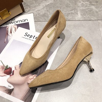 

Spring pointed high heels Korean version of fine heels sexy black 100 professional work shoes