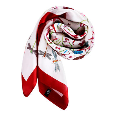 

Women Hotel Waiter Flight Attendant Print Square Imitate Silk Scarf 70x70cm
