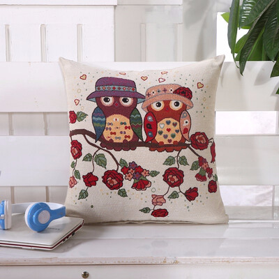 

bveteeOwl Cotton Cushion Covers Sofa Cushion Cases Cotton Linen Cushion Decorative Pillows Pillow Cover CoussinNo Inner