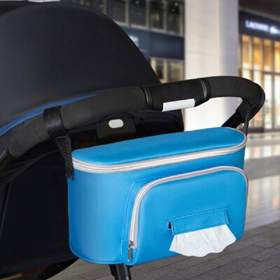 

Baby Stroller Bag Organizer Bag Soild Color Mama Carriage Buggy Pram Cart Basket Hook Backpack Stroller Accessories Blue
