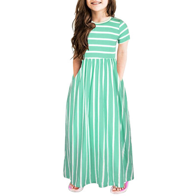 

Toddler Baby Girls Short Sleeve Striped Print Dress Kids Dresses Clothes