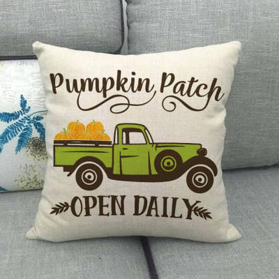 

Halloween Thanksgiving Cotton Linen Pillow Case Pumpkin Pillow Set Pumpkin Truck Maple Leaf Bicycle Cushion Cover