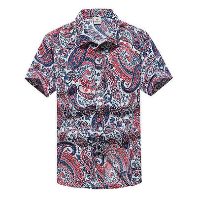 

Plus Size Printing Loose Shirt Casual Quick Dry Short Sleeve Mens Shirt Beach Tops Clothes Clothing