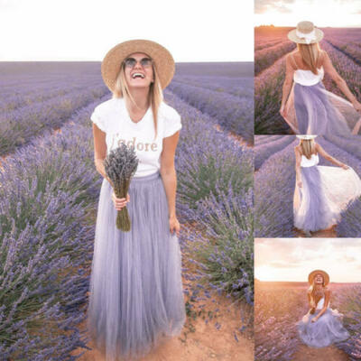 

New Fashion Women Boho Double Layer Chiffon Retro Long Maxi Dress Sundress Skirt
