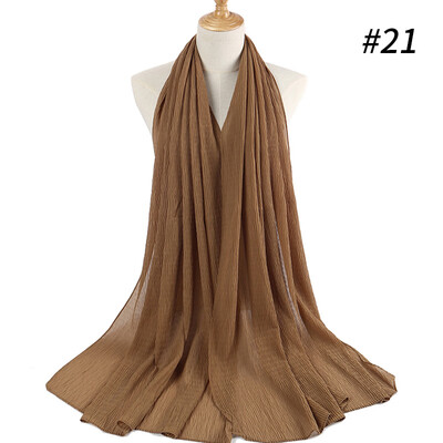 

Monochrome pleated pearl chiffon ethnic womens headscarf new Muslim solid color hijab manufacturer MSL021