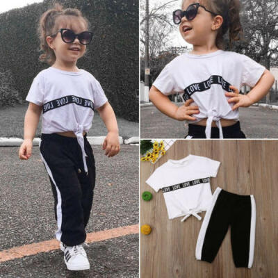 

2pcs Kid Baby Girls Clothes Tracksuit Top T Shirt Pants Outfits Set Casual Suit