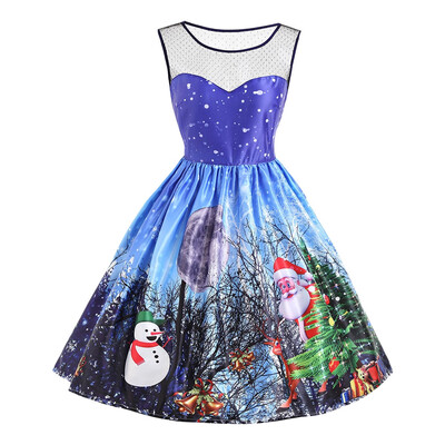 

Christmas Santa Claus Snowman Mesh Panel Dress