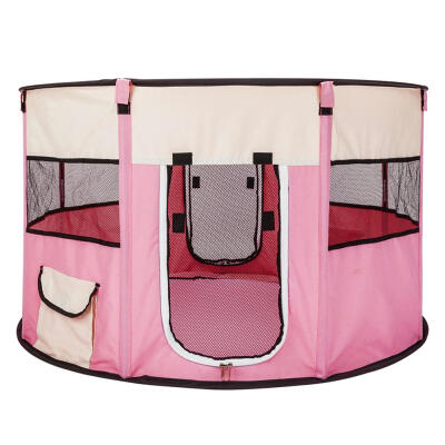 

45 inch Circular Foldable Oxford Cloth Mesh Pet Playpen with Eight Panels