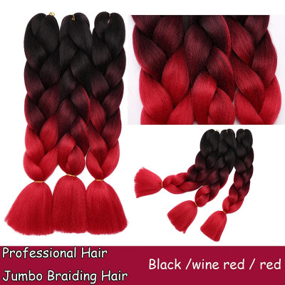 

24 Inches Braiding Hair Ombre for crochet Hair Weave with Synthetic&Twist Braiding Hair Extensions Dark black 100gpc