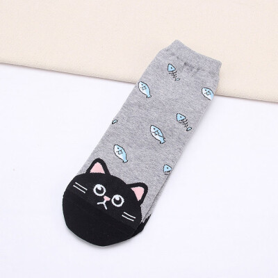 

New Fashion Women Cotton Cute Socks Cartoon Cat And Dogs Paws With Dots Happy Funny Socks Woman