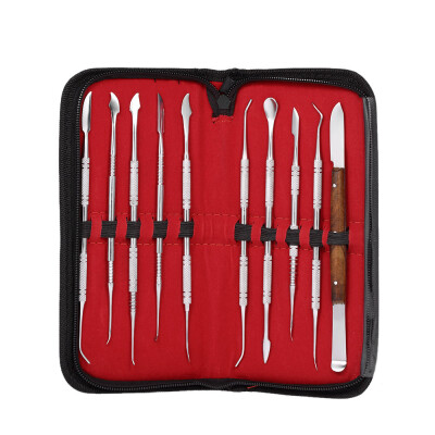 

10PCS Wax Carving Tool Set Stainless Steel Dental Tools Versatile Kit Dental Lab Equipment With PU Holder Case