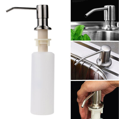 

300ml Kitchen Bathroom ABS Soap Dispenser Stainless Steel Head Liquid Soap Lotion Detergent Dispenser