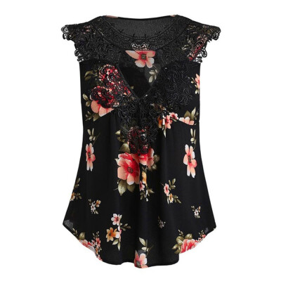 

Nomeni Women Floral Printing Off Shoulder Shirt Sleeveless Vest Tank Tops Blouse