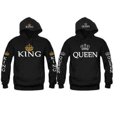 

Fashion Valentine s Day Gift Present King&Queen Matching Couple Hoodie Lovers Matching His&Her shirts Tops Sweatshirt