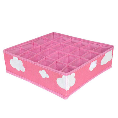 

3in1 Pink Grid Pattern Folding Storage Box Underwear Necktie Organizer Box