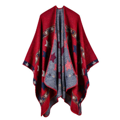 

New Women Knitted Poncho Cape Star Oversized Cardigan Sweater Long Shawl Scarf Cashmere Pashmina