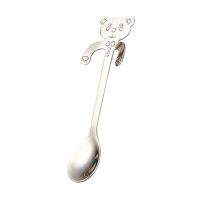 

Cute Bear Spoon 304 Stainless Steel Teaspoon Long Handle Coffee Spoons Sugar Dessert Appetizer Seasoning Bistro Flatware Hanging C