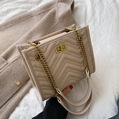 

Bag female new wild lock large capacity single shoulder handbag fashion embroidery line bucket bag